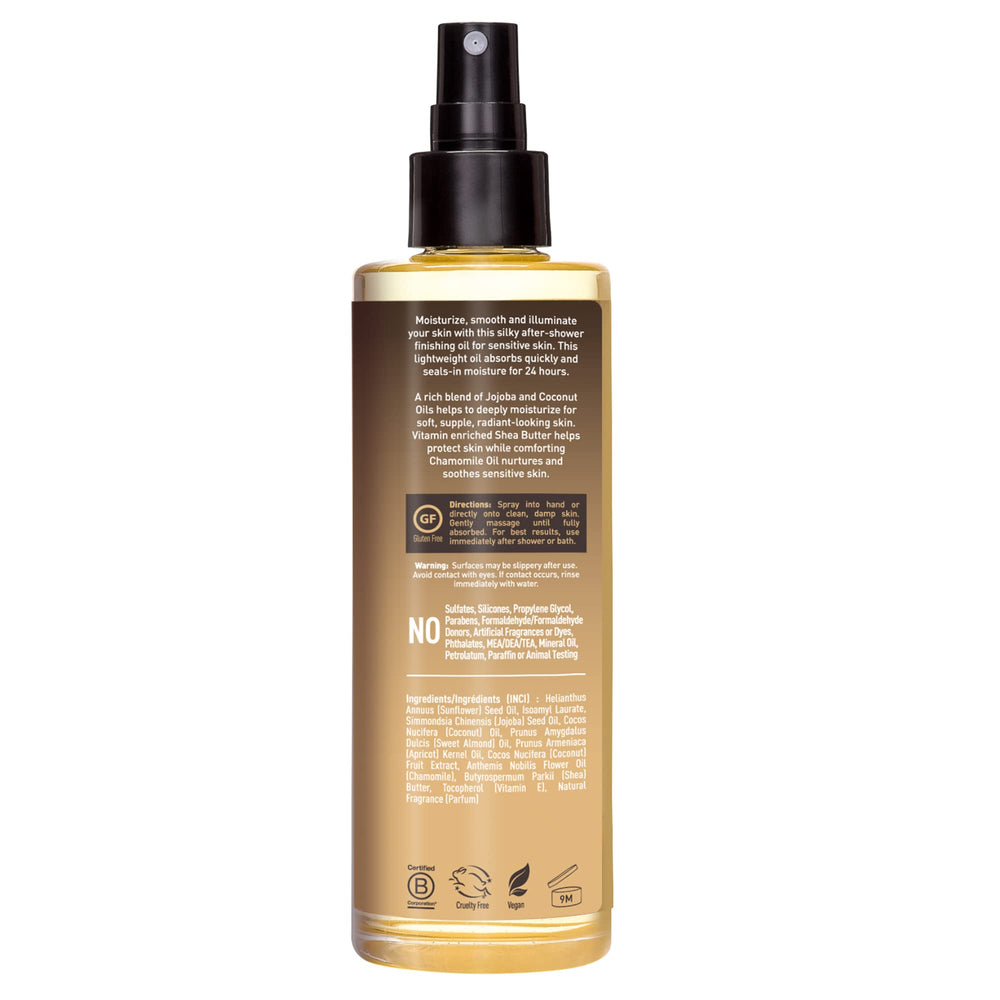 Desert Essence Body Oil Spray liquid texture glides on for 24-hour hydration