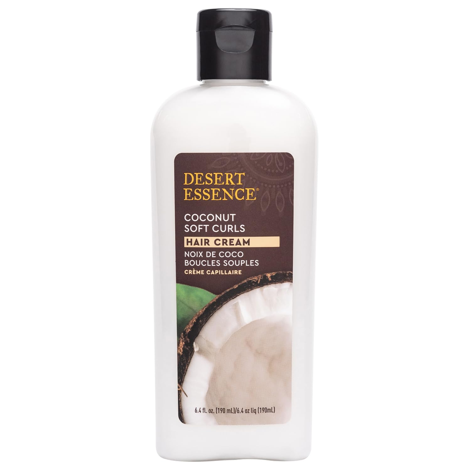 Desert Essence Coconut Soft Curls Cream ingredients coconut oil closeup for hydrating shine.