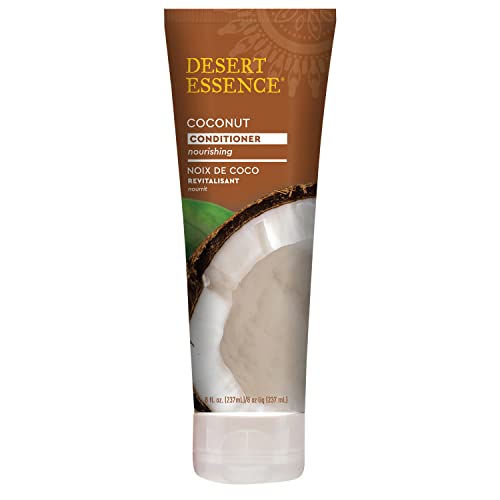 Desert Essence Coconut Conditioner con aceite de coco como ingrediente clave para hidratación.