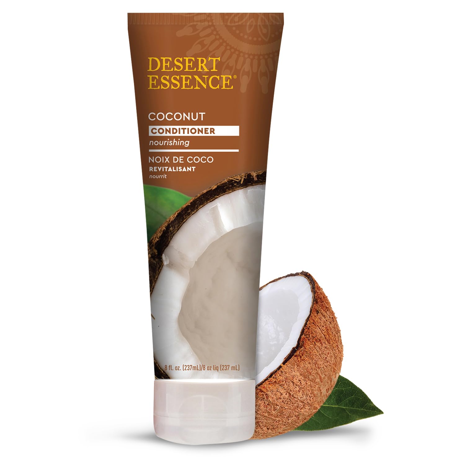Desert Essence Coconut Conditioner, bote de 8 oz para cabello seco y dañado.