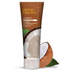Desert Essence Coconut Conditioner, bote de 8 oz para cabello seco y dañado.
