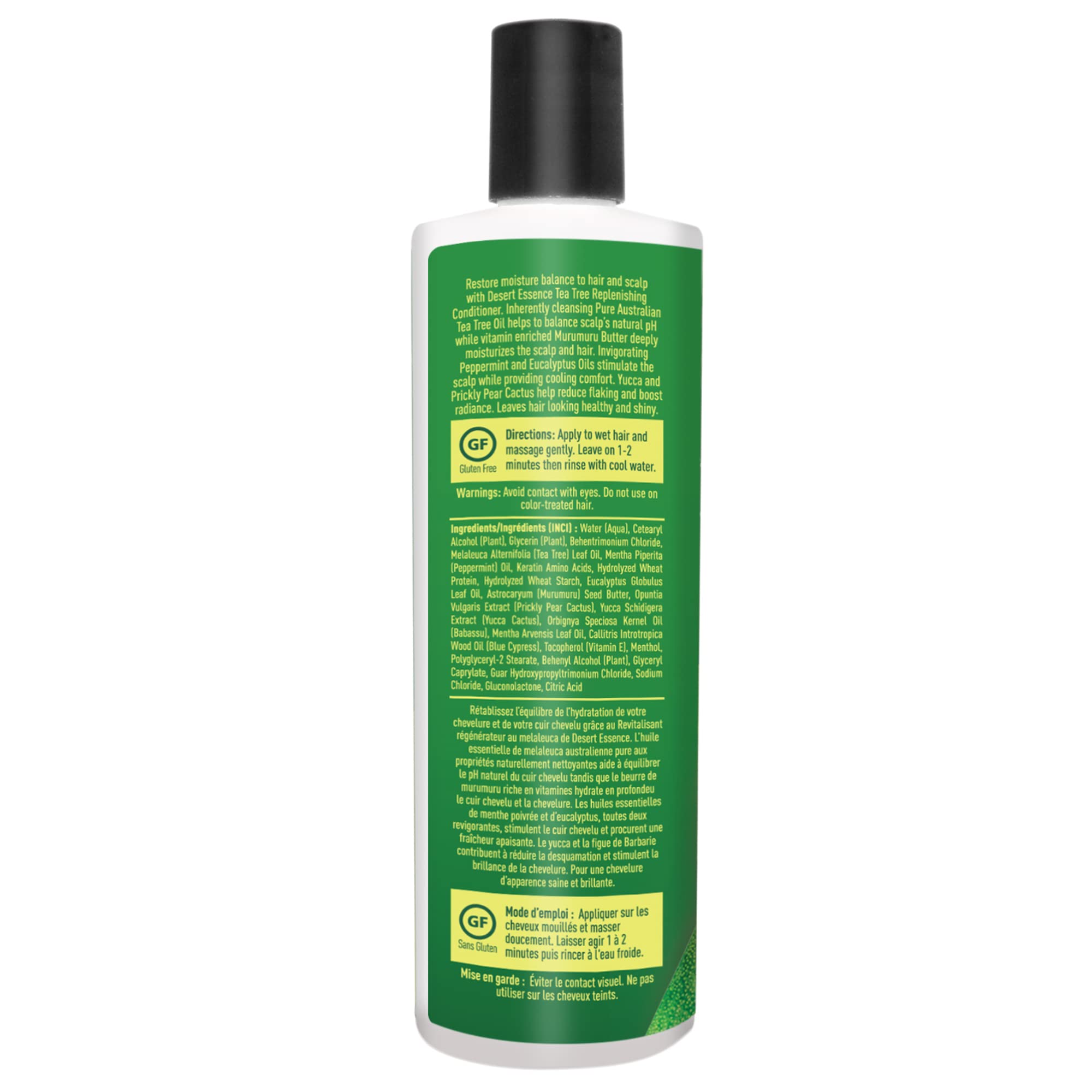 Desert Essence conditioner hair closeup shows silky strands and detangling ease