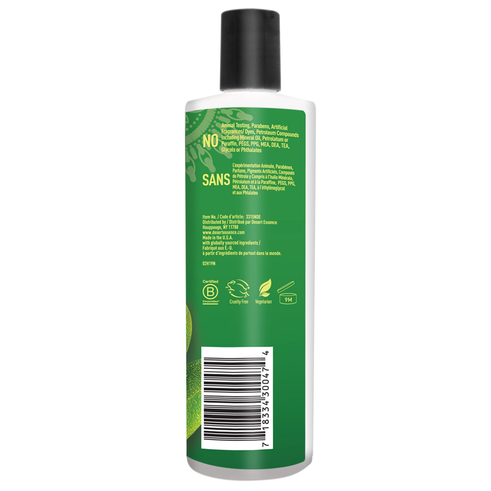 Desert Essence conditioner on hair swirl reveals smooth, frizz-free finish
