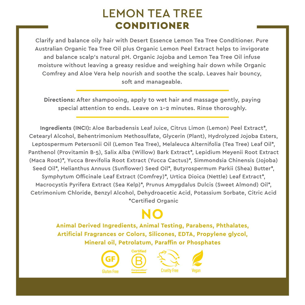 Desert Essence organic-lemon-peel-extract focuses on pH-friendly balance for calm scalp