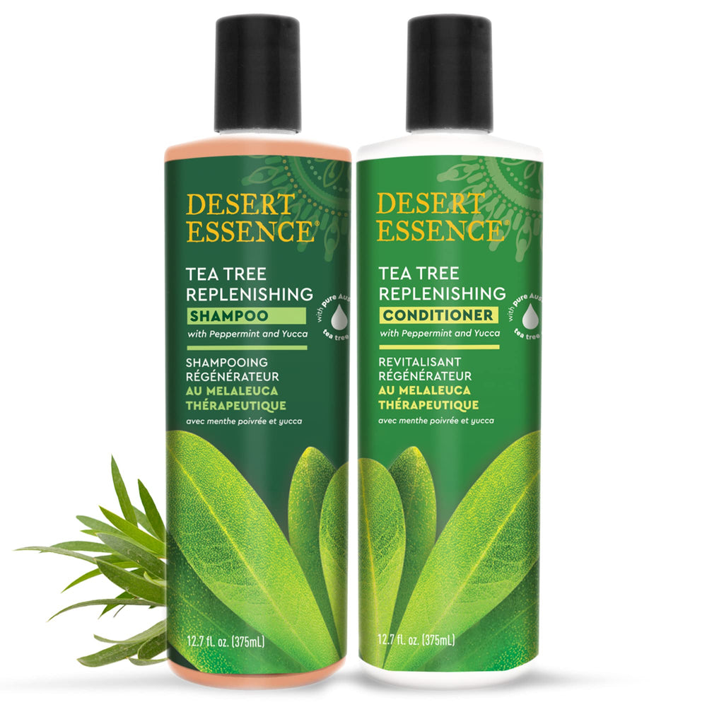 Desert Essence conditioner silicone-free formula label emphasizes lightweight detangling