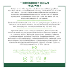 Desert Essence Thoroughly Clean Face Wash castile soap foam gently cleanses skin.