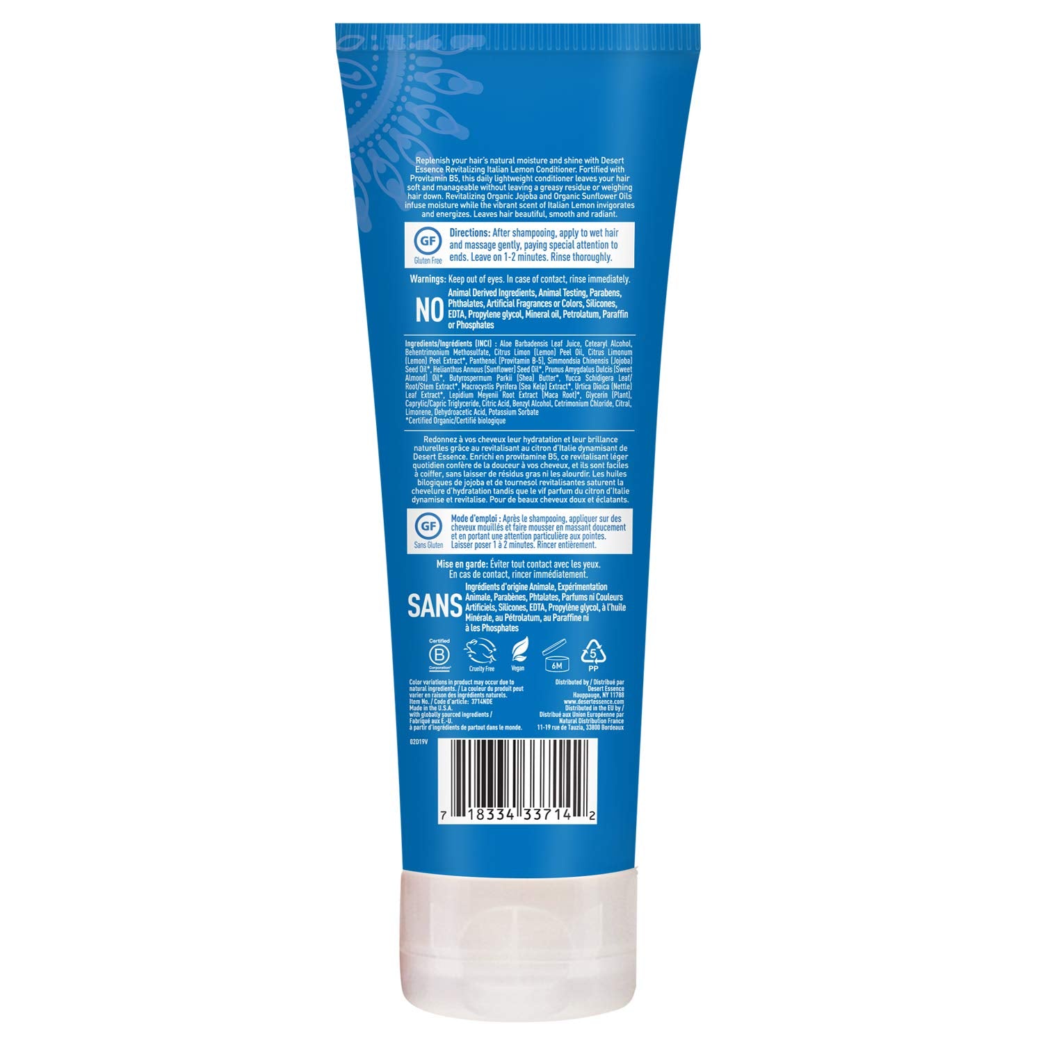 Desert Essence Italian Lemon Conditioner-cruelty-free-label communicates ethical, clean beauty choice.