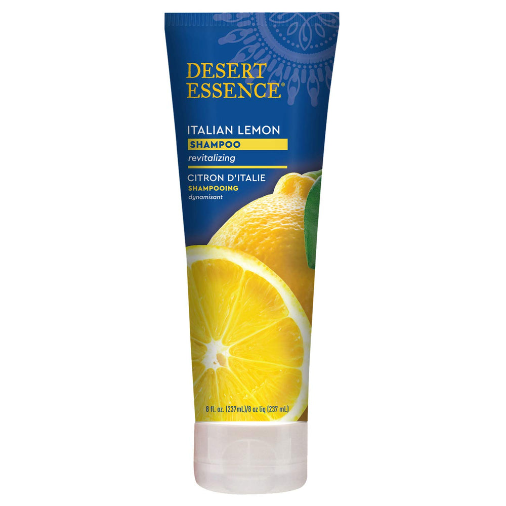 Desert Essence Italian Lemon Shampoo lather demonstrates gentle cleansing for daily use.