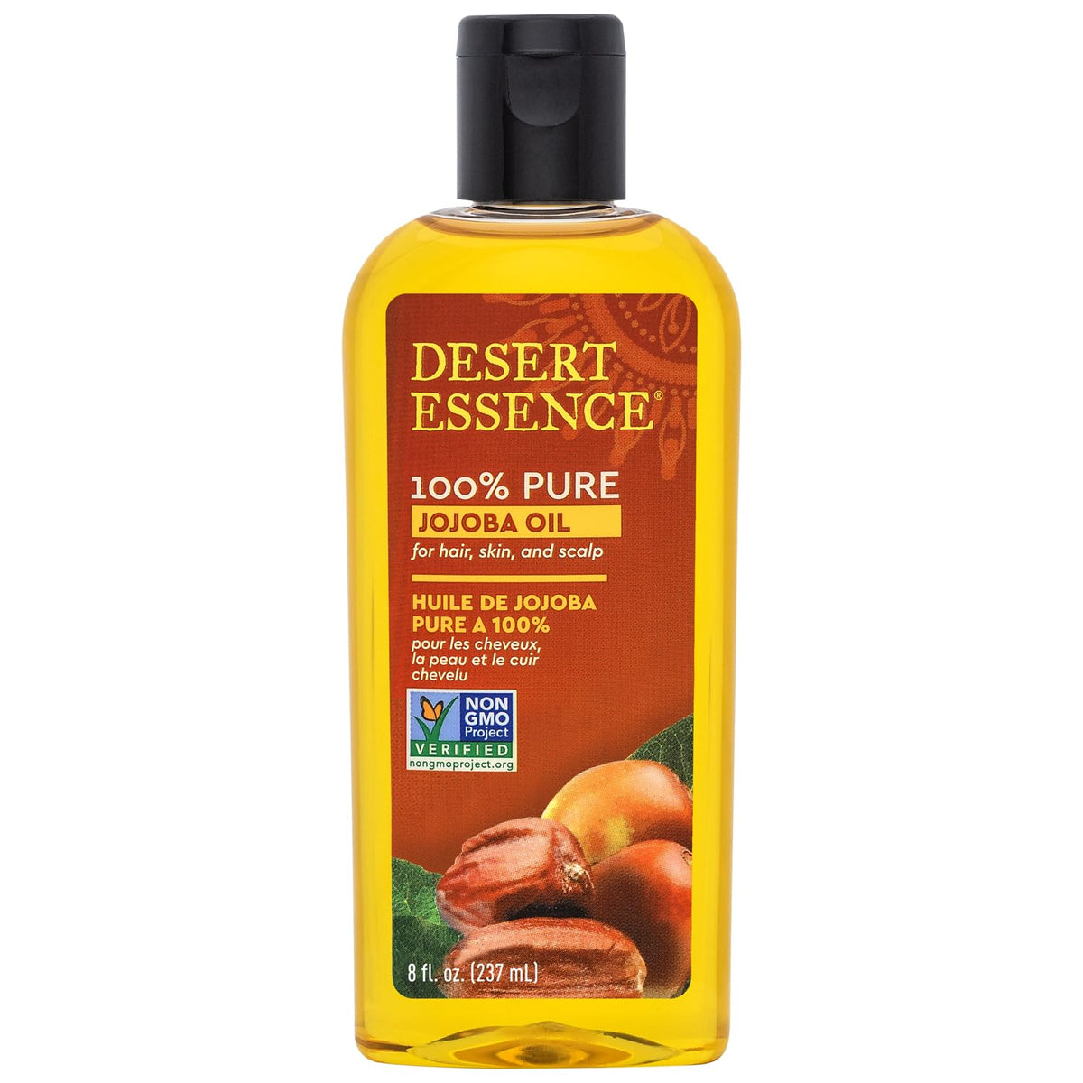 Desert Essence Jojoba Oil bottle—pure hydration for skin and hair.