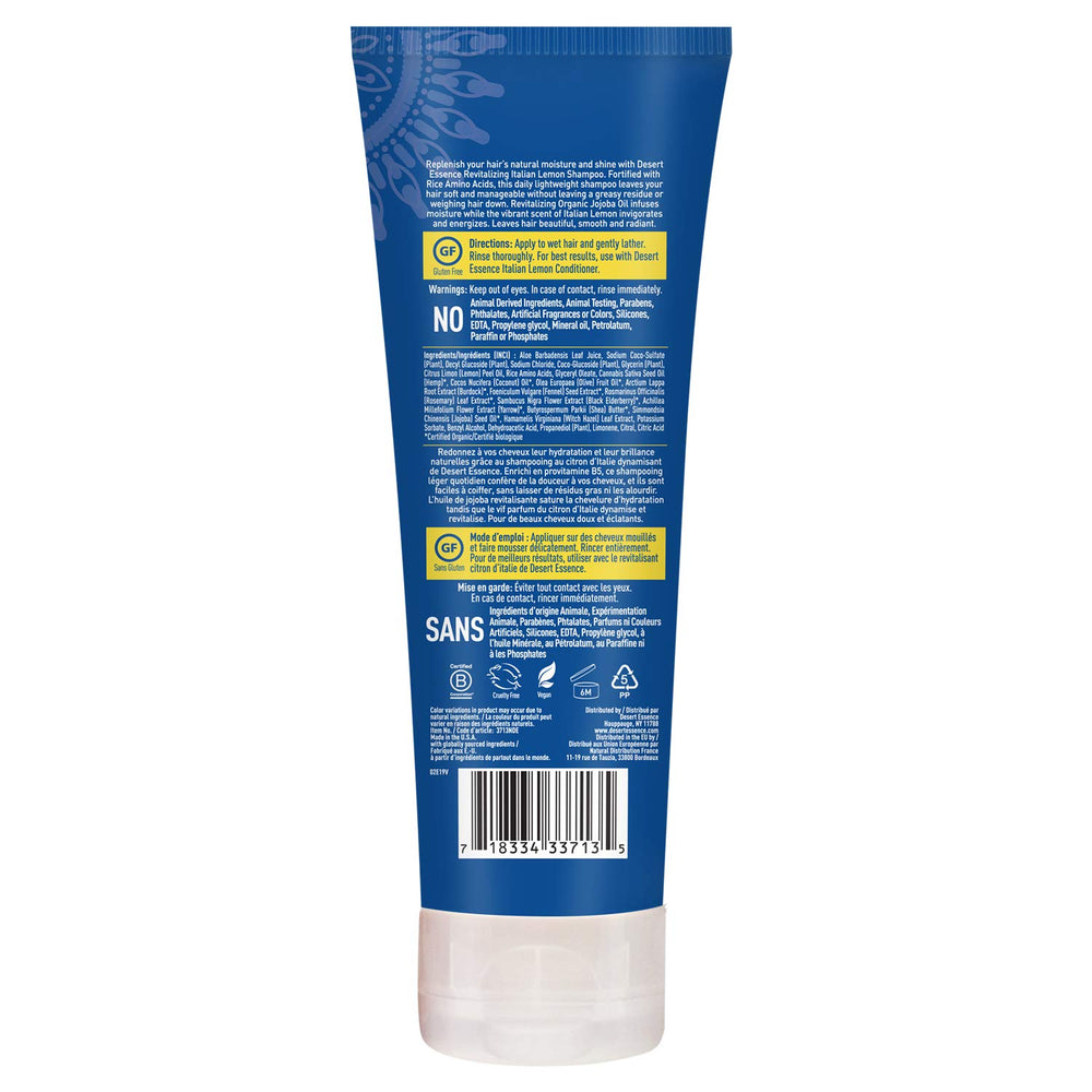 Desert Essence lemon peel oil visual highlights natural citrus aroma with no artificial fragrances.