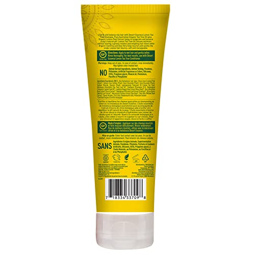 Desert Essence Lemon Tea Tree Shampoo pour into hand - quick cleansing action