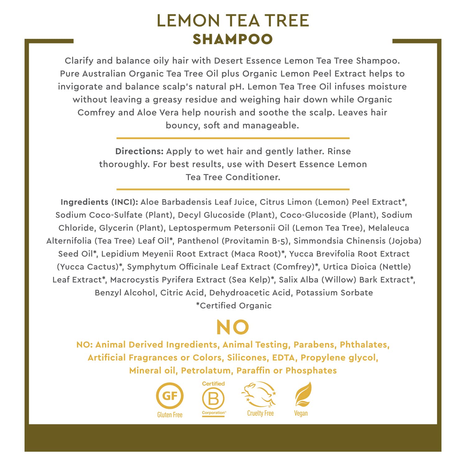 Desert Essence Lemon Tea Tree Shampoo scent - refreshing citrus aroma