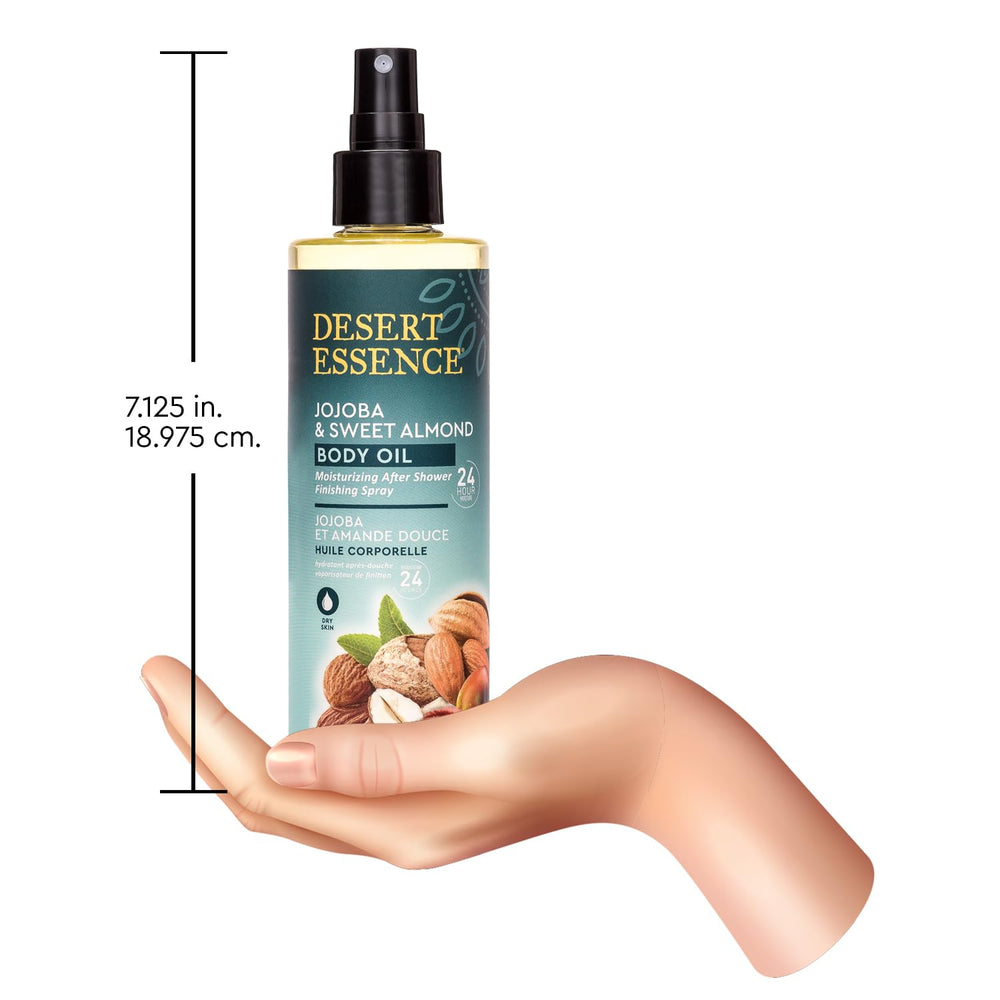 Desert Essence made-in-USA label on bottle highlights trusted clean beauty