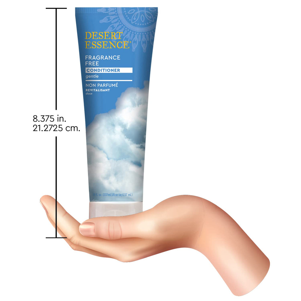 Desert Essence no oil residue finish demonstrates lightweight, clean feel after conditioning