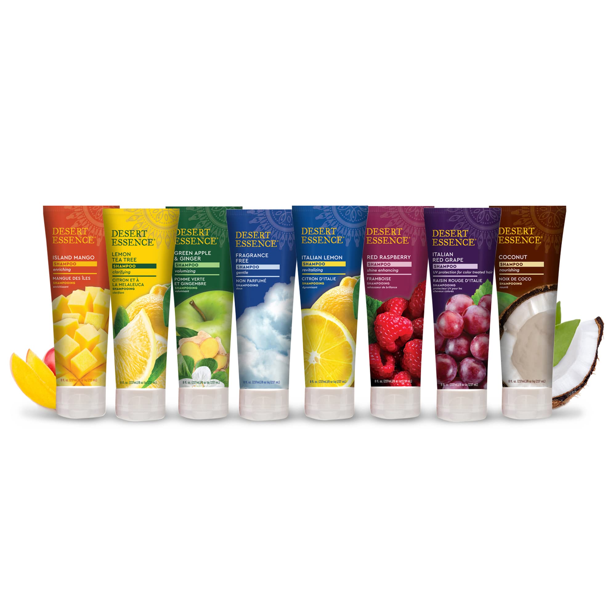 Desert Essence Red Raspberry Shampoo pollutants-removal captures cleansing action.