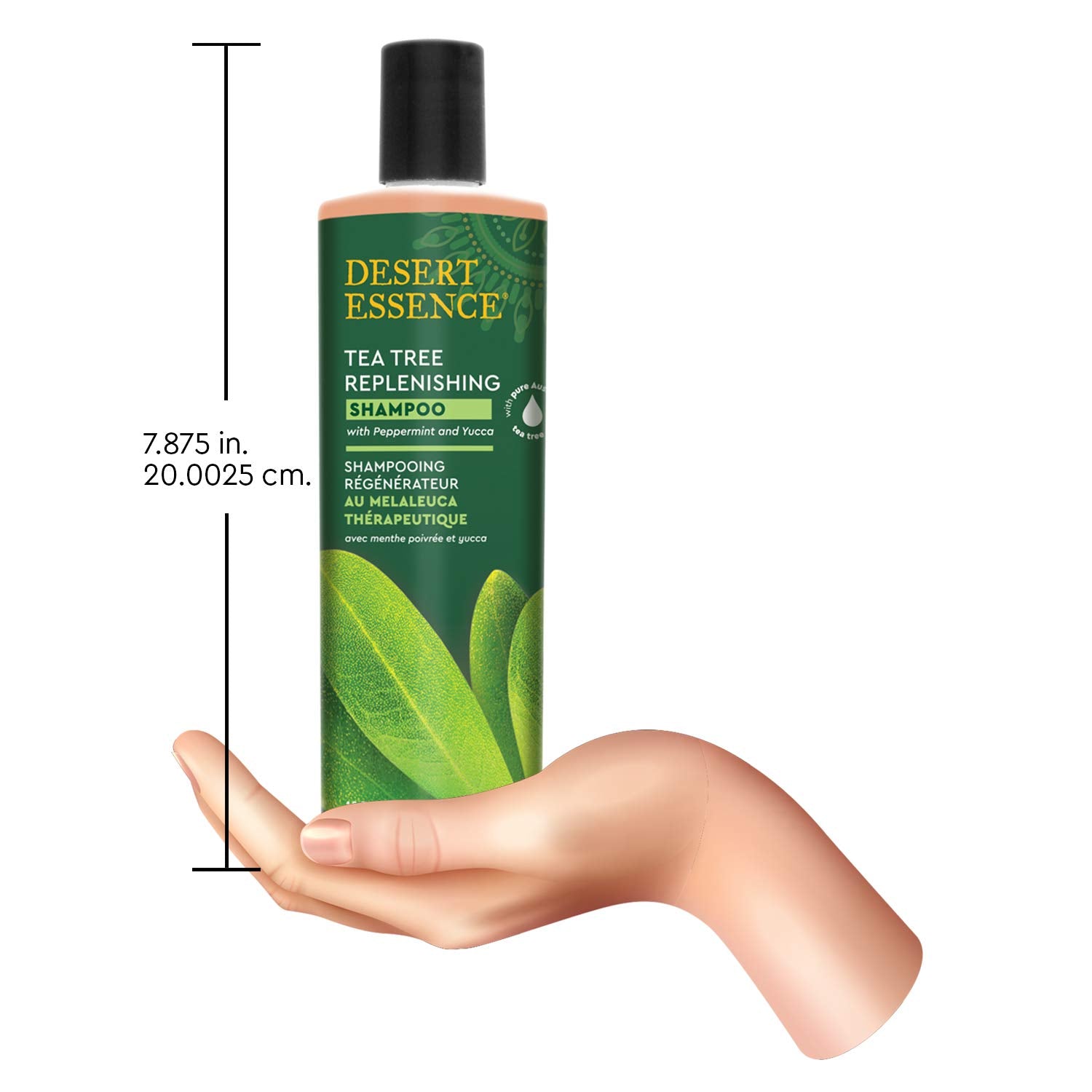Desert Essence packaging shown signaling gluten-free paraben-free formula for safe daily cleansing