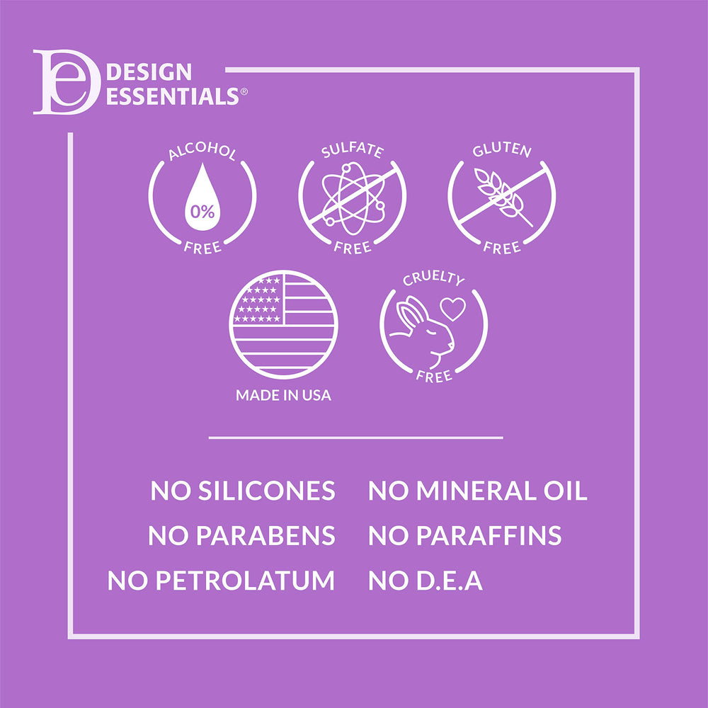Design Essentials Agave Lavender conditioner rich texture adds healthy gloss and manageability.
