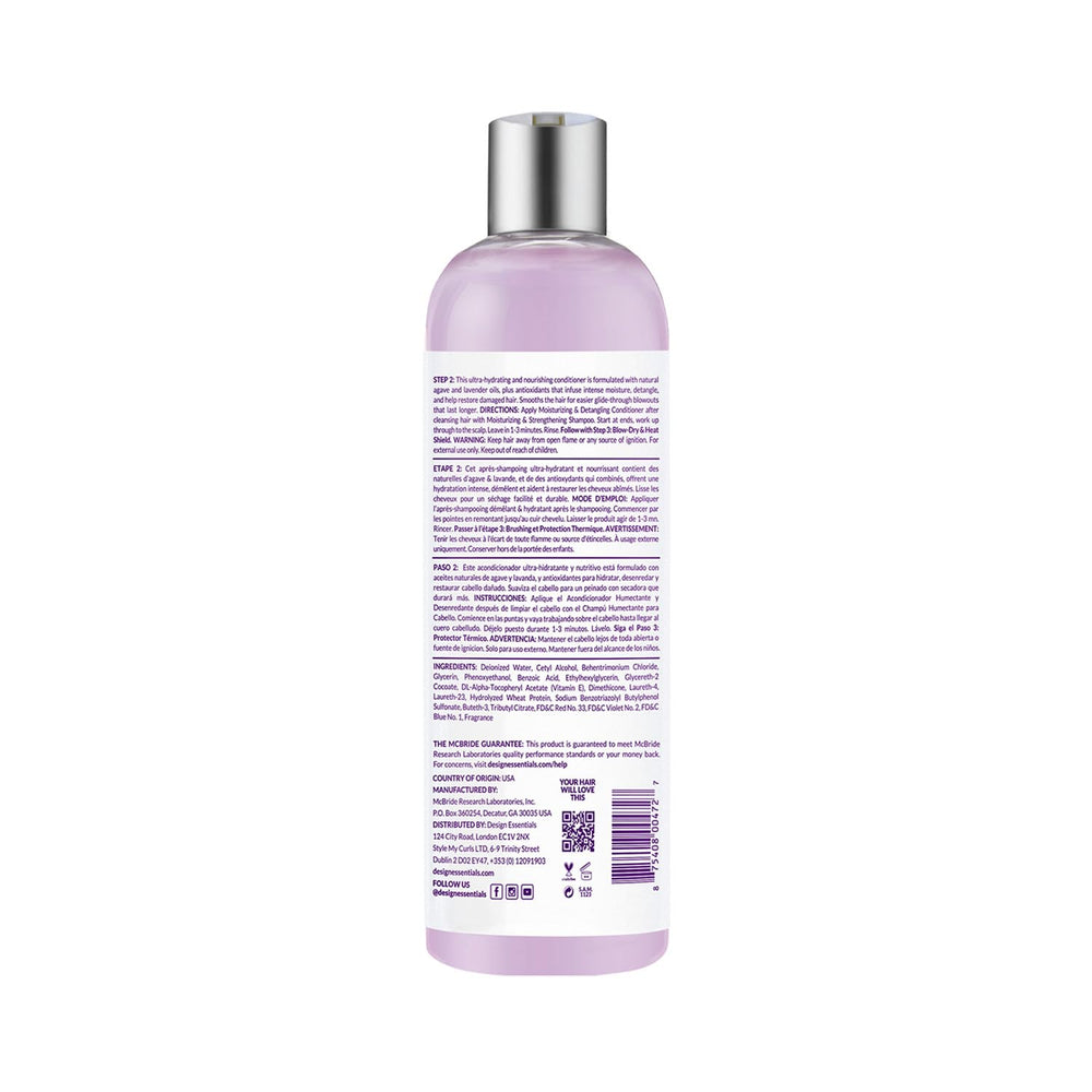 Design Essentials Agave Lavender conditioner with pump promotes easy, controlled application.