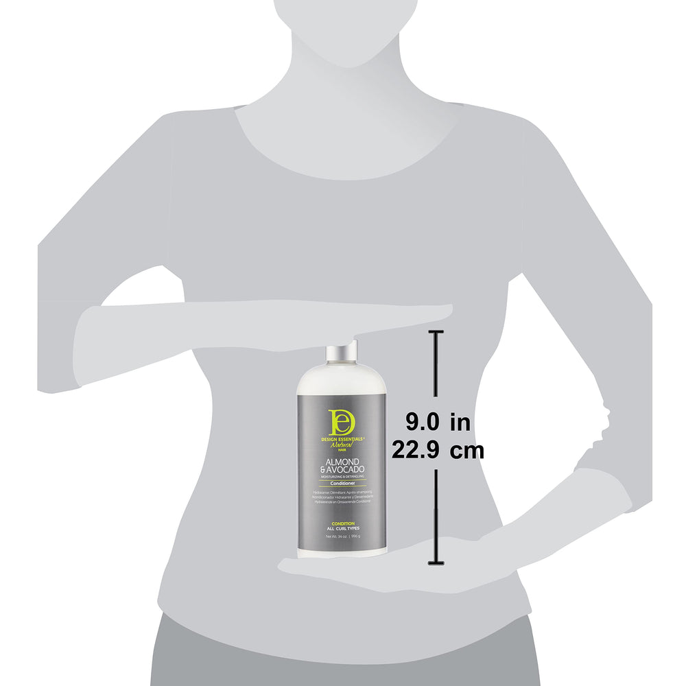Design Essentials Almond Avocado 34oz packshot emphasizing value and long-lasting moisture