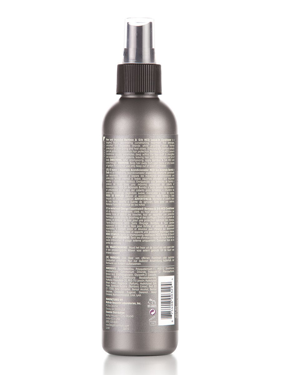 Design Essentials Bamboo & Silk HCO Leave-In application spray for smooth, manageable hair.