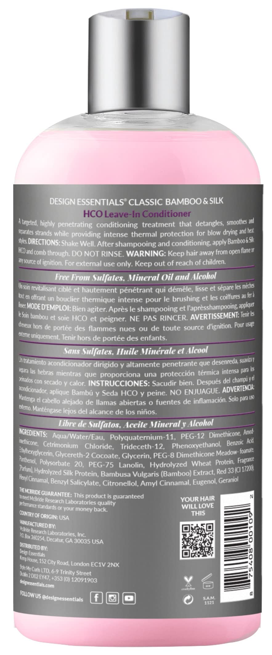 Design Essentials Bamboo & Silk HCO Leave-In application on hair showing detangling and manageability