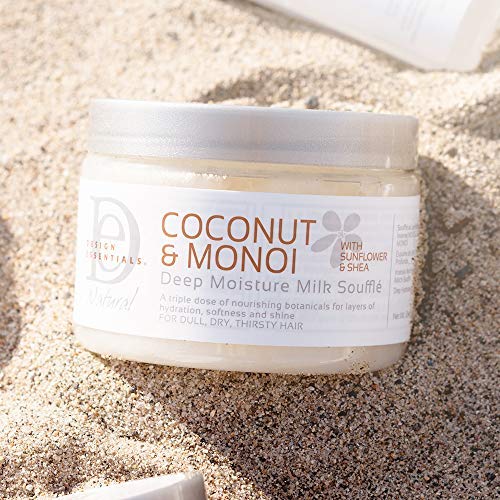 Design Essentials coconut-monoi blend featured for revitalized curls and salon-quality care.