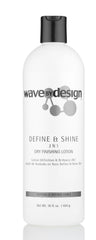 Design Essentials Define & Shine 2-N-1 bottle pour delivers a light, radiant finish for waves
