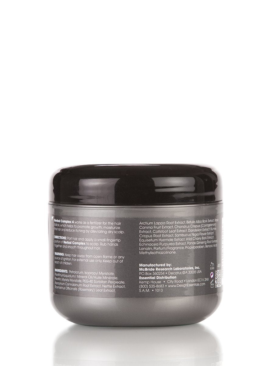 Design Essentials Herbal Complex 4 scalp-application close-up demonstrates easy parting and targeted hydration.