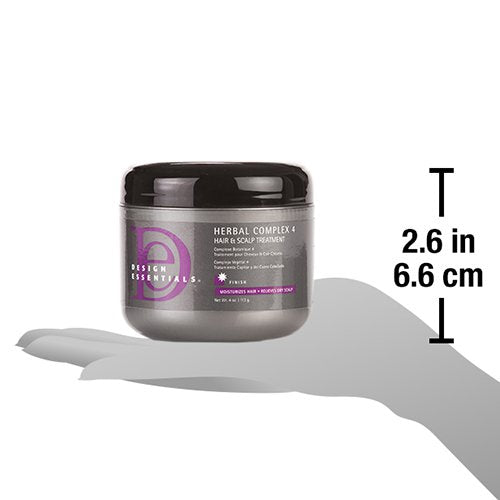 Design Essentials Herbal Complex 4 thermal-protection shot highlights safeguarding styles during heat.