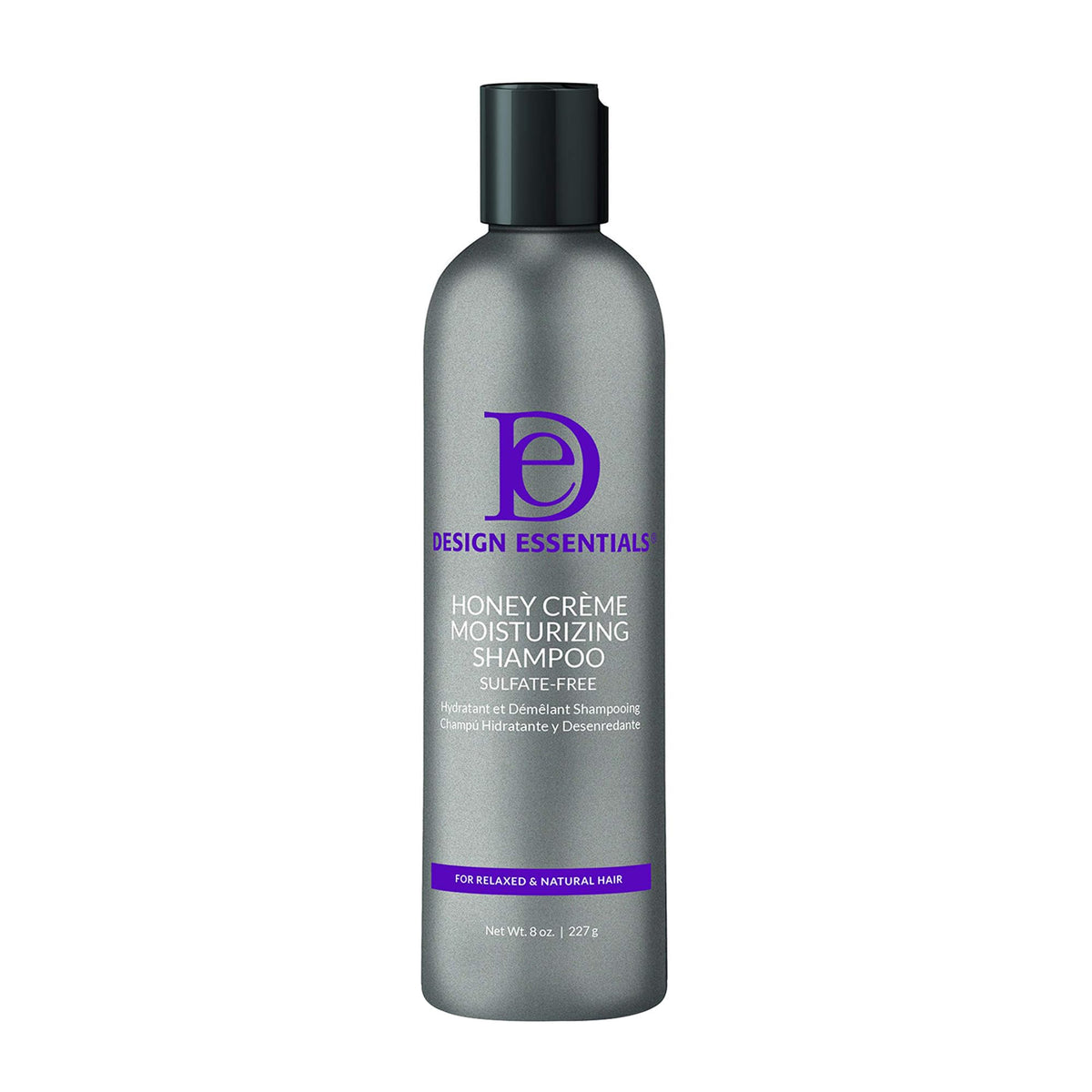 Design Essentials Honey Creme bottle pour highlights hydrating lather for detangling and shine.
