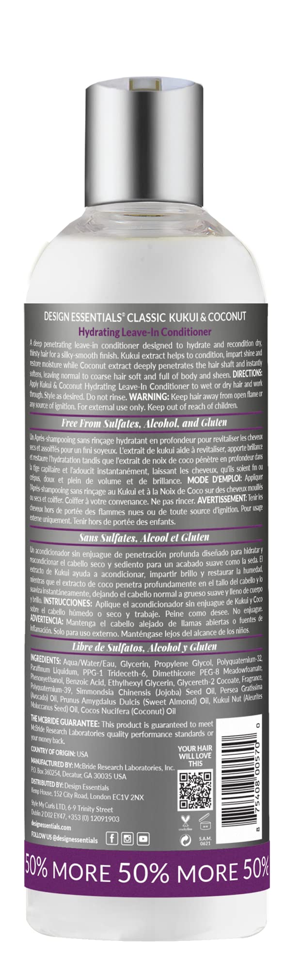 Design Essentials Kukui and Coconut Leave-In application demonstrates smoothing texture for detangling.