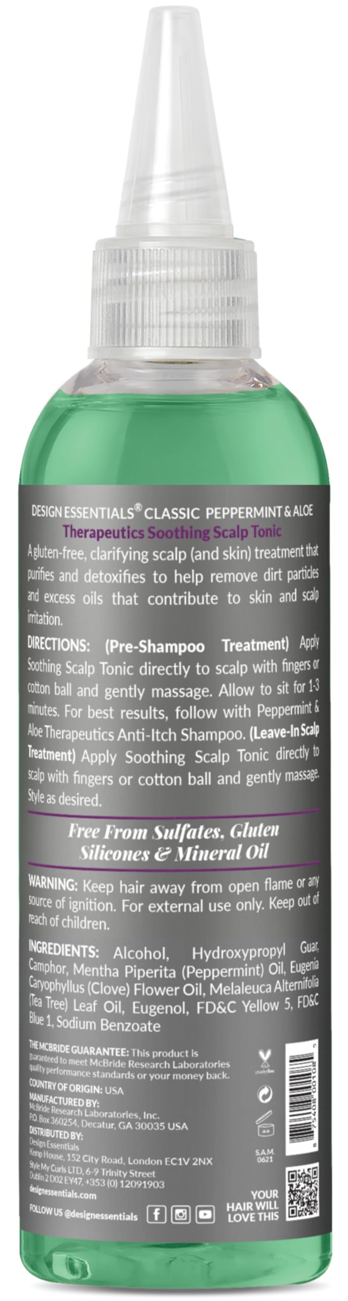 Design Essentials Peppermint & Aloe Scalp Tonic application shows easy, no-rinse refresh.