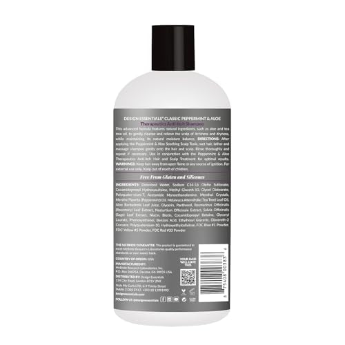 Design Essentials Peppermint and Aloe Therapeutics AntiItch Shampoo lather demonstrates soothing scalp relief.