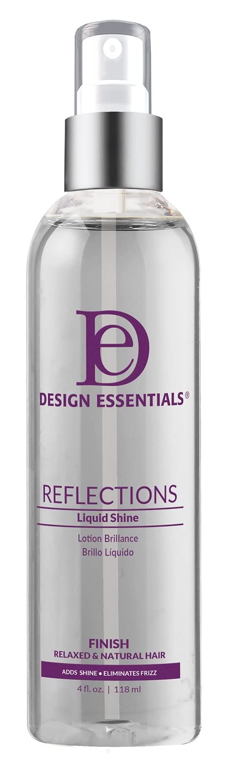 Design Essentials Reflections Liquid Shine bottle pour delivers weightless shine for luminous hair