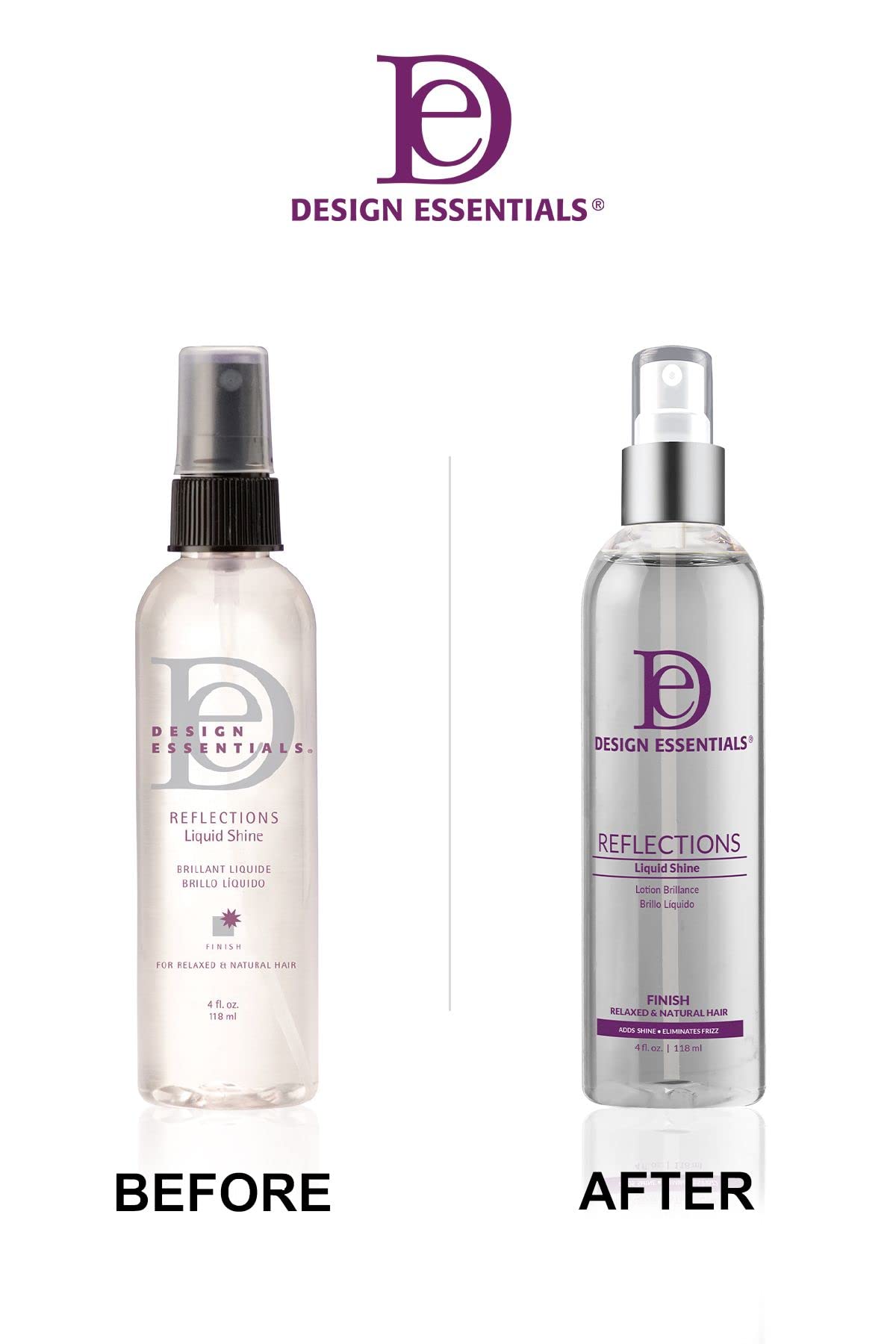 Design Essentials Reflections Liquid Shine heat protection guards against styling heat