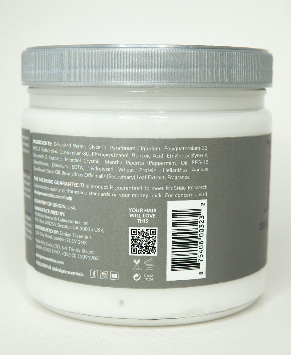 Design Essentials Rosemary & Mint conditioner being applied to hair supports detangling and smoothing