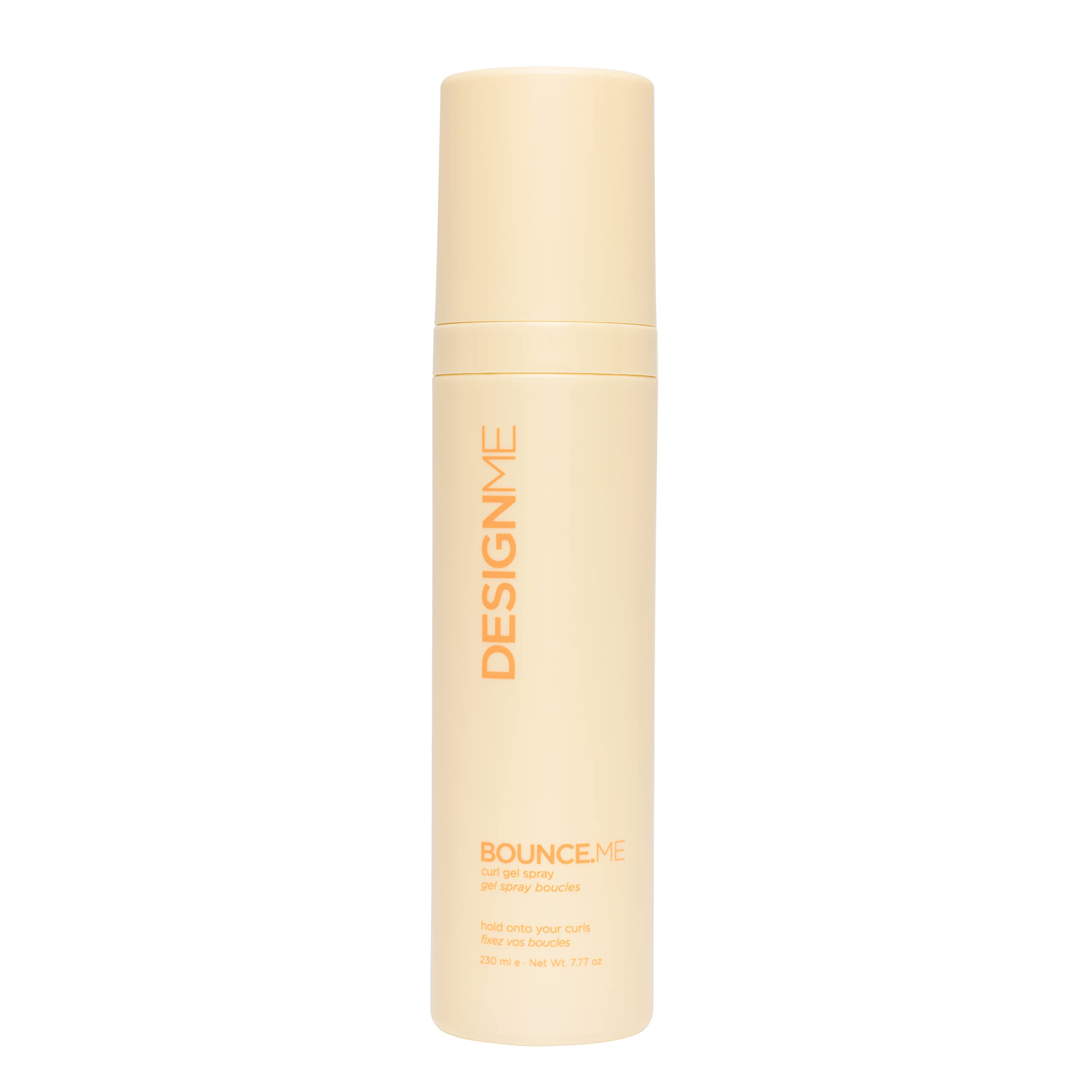Design.Me Bounce.Me curling gel bottle shows easy spray for defined curls
