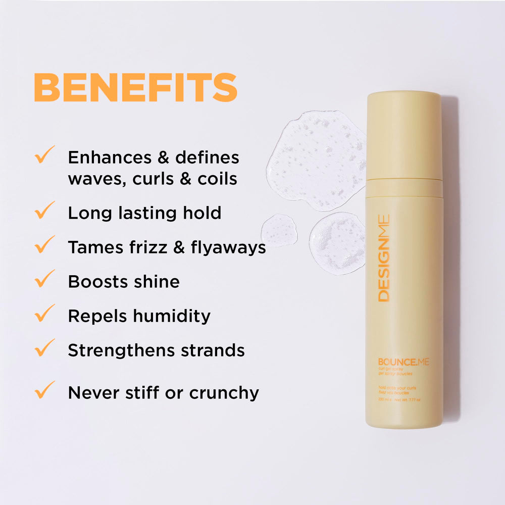 Design.Me Bounce.Me spray mist demonstrates even distribution for frizz control