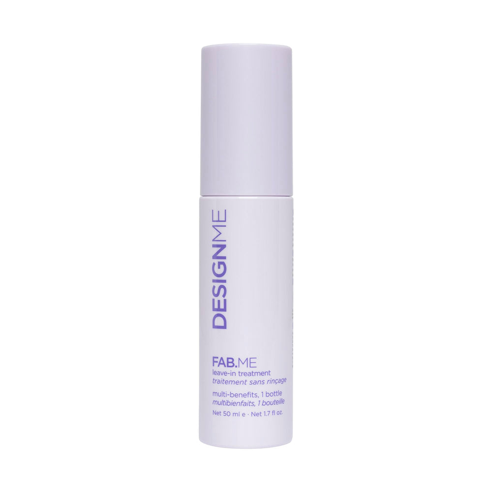 Design.Me FAB.ME leave-in bottle promotes shine and easy detangling for all hair types.