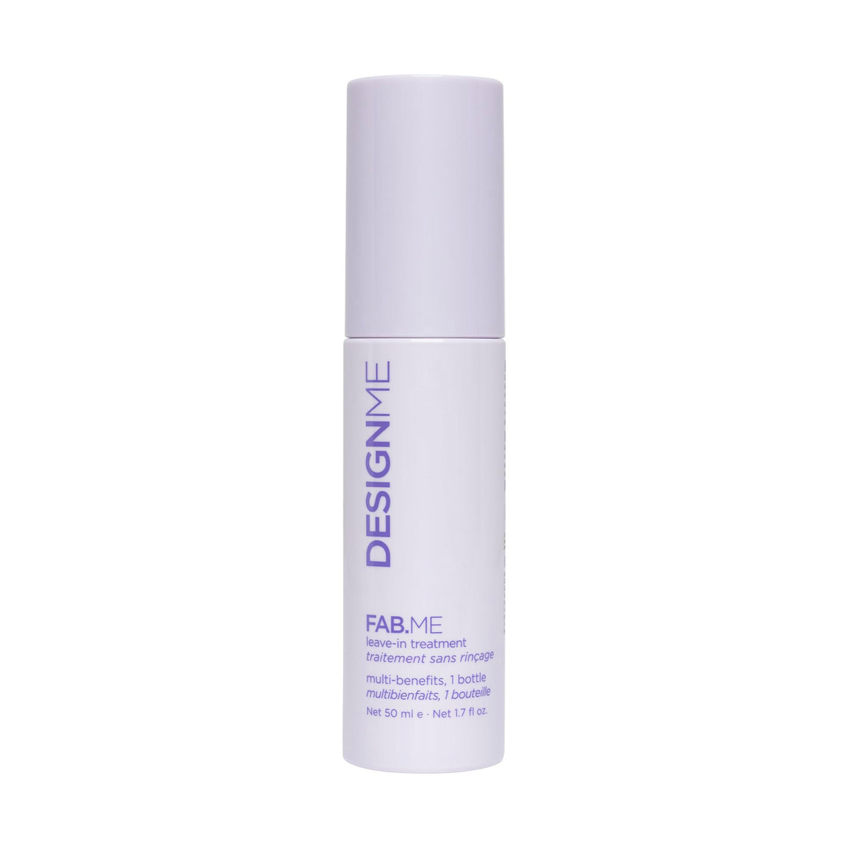 Design.Me FAB.ME leave-in bottle promotes shine and easy detangling for all hair types.