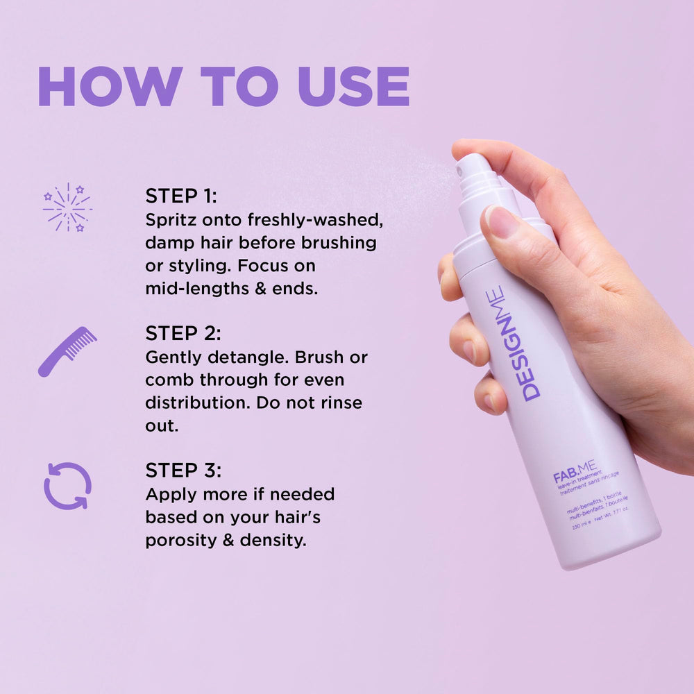 Design.Me FAB.ME lightweight formula avoids weighing hair down.