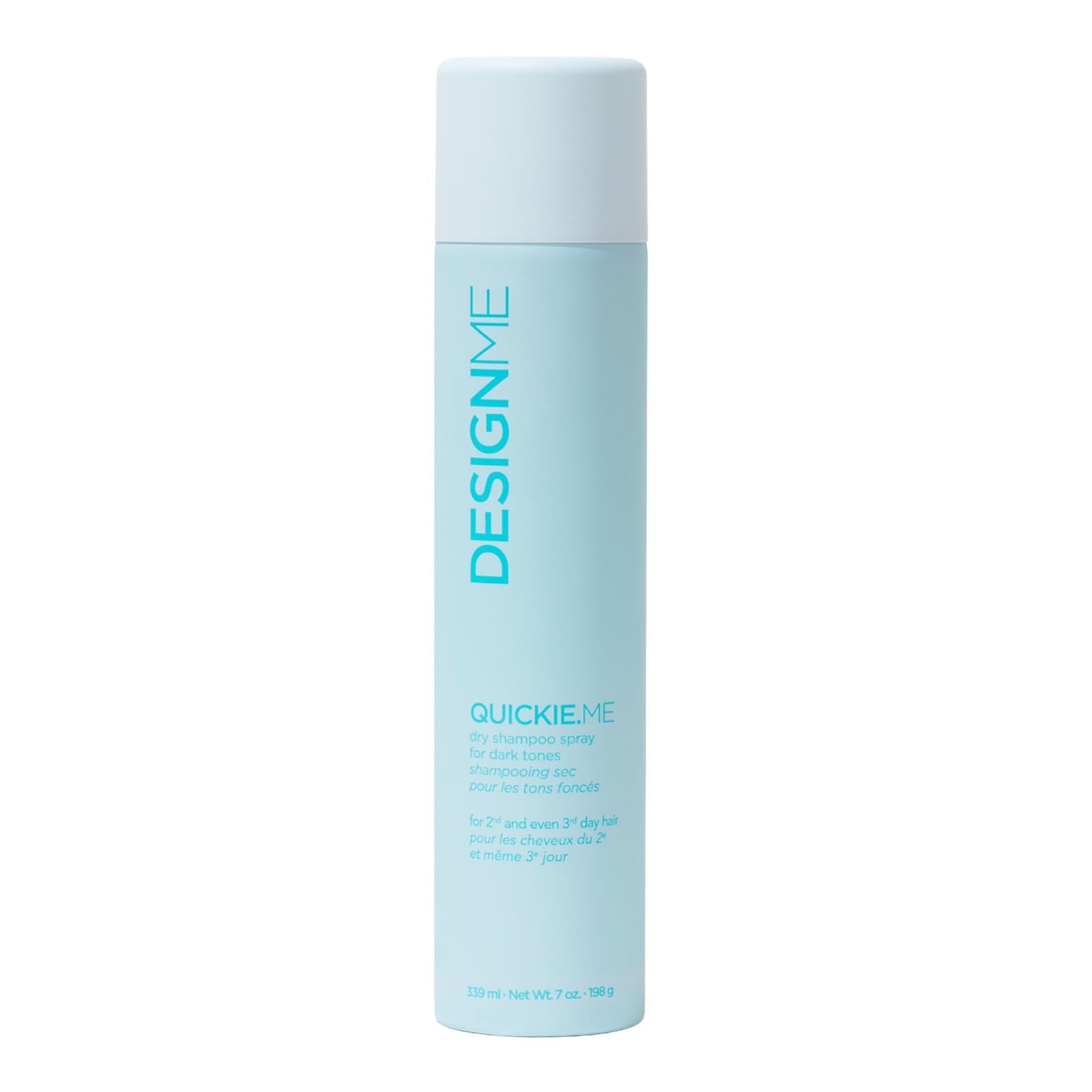 Design.Me QUICKIE.ME Dry Shampoo dark tones bottle-pump for quick morning refresh.