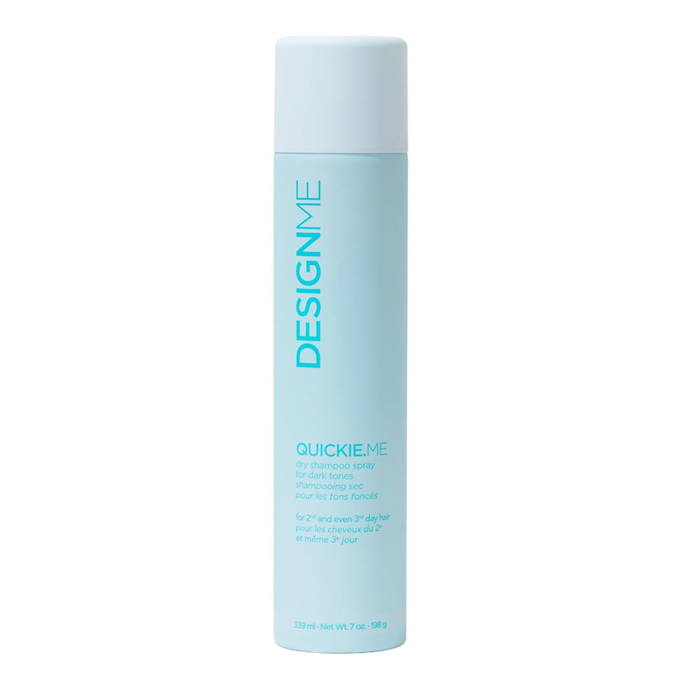 Design.Me QUICKIE.ME Dry Shampoo dark tones bottle-pump for quick morning refresh.