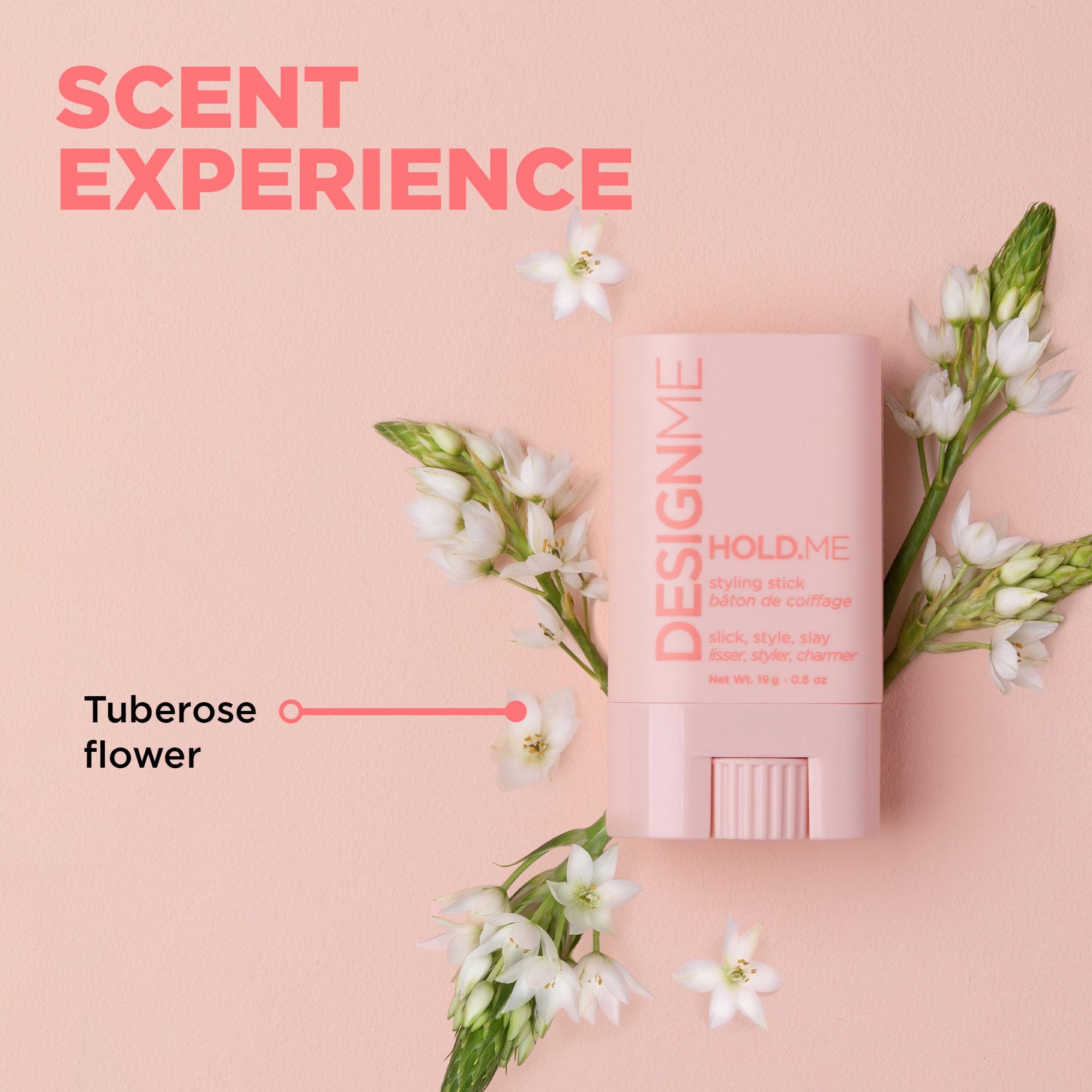 Design.Me HOLD.ME packaging with vegan ingredients badge signals clean beauty.
