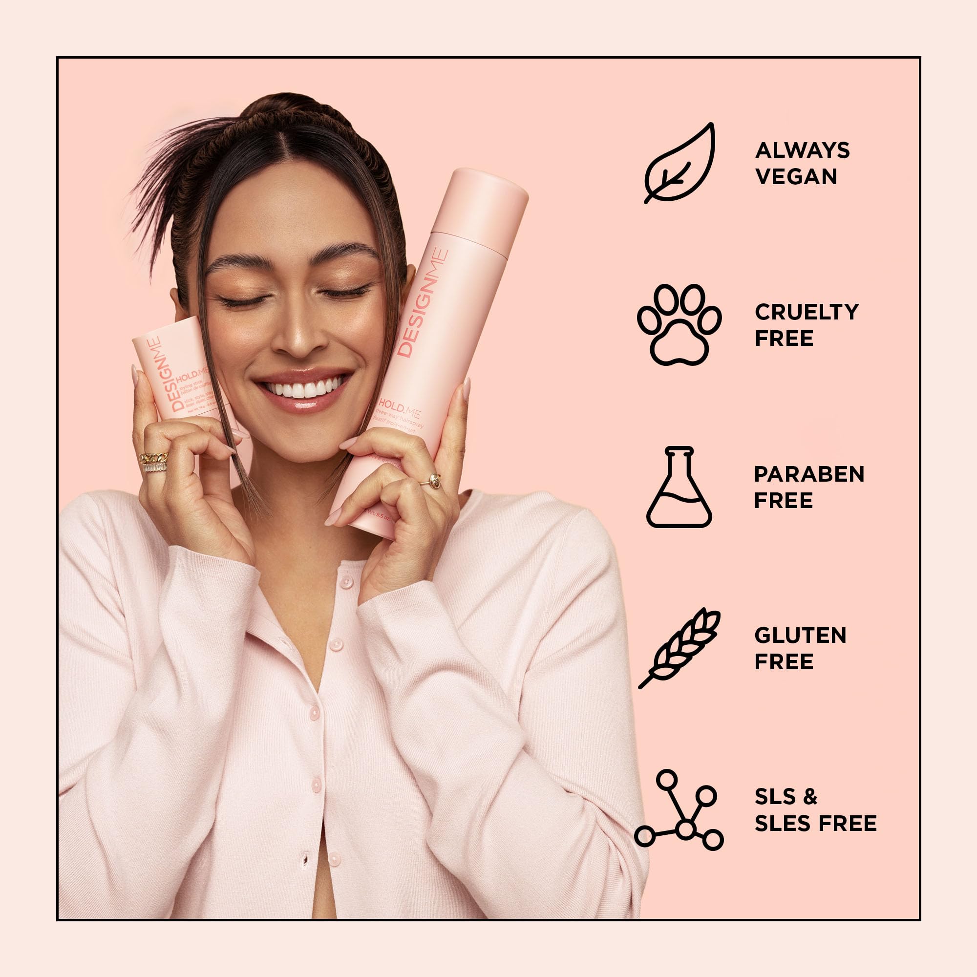 Design.Me HOLD.ME styling stick held after blow-drying for lasting polish.