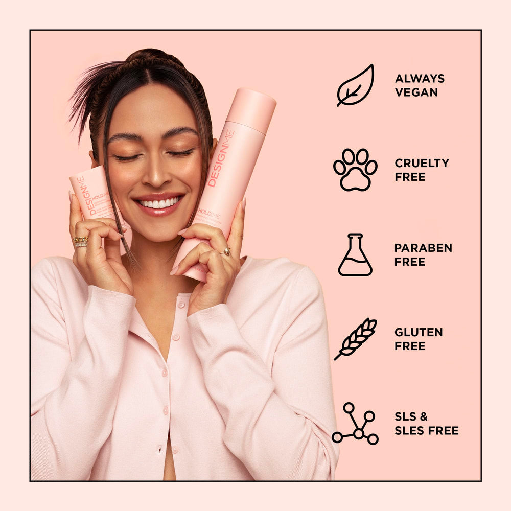 Design.Me HOLD.ME styling stick held after blow-drying for lasting polish.