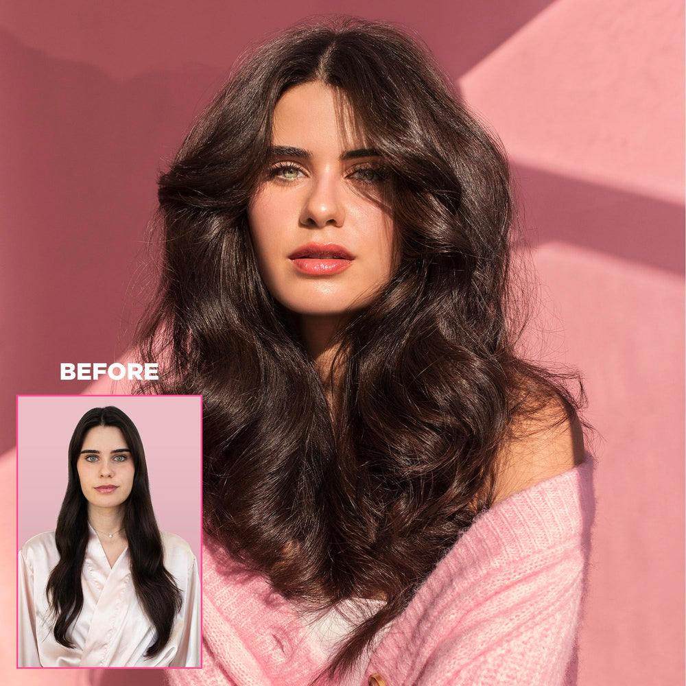 Design.Me PUFF.ME morning routine scene featuring quick detangle and volume boost.