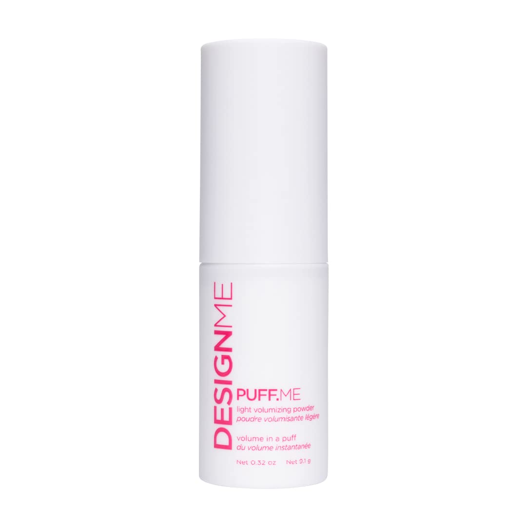 Design.Me PUFF.ME hair powder bottle spray demonstrates mess-free root lift