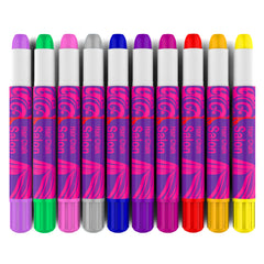 Desire Deluxe hair chalk pens with glitter colours add shimmering accents for party looks.