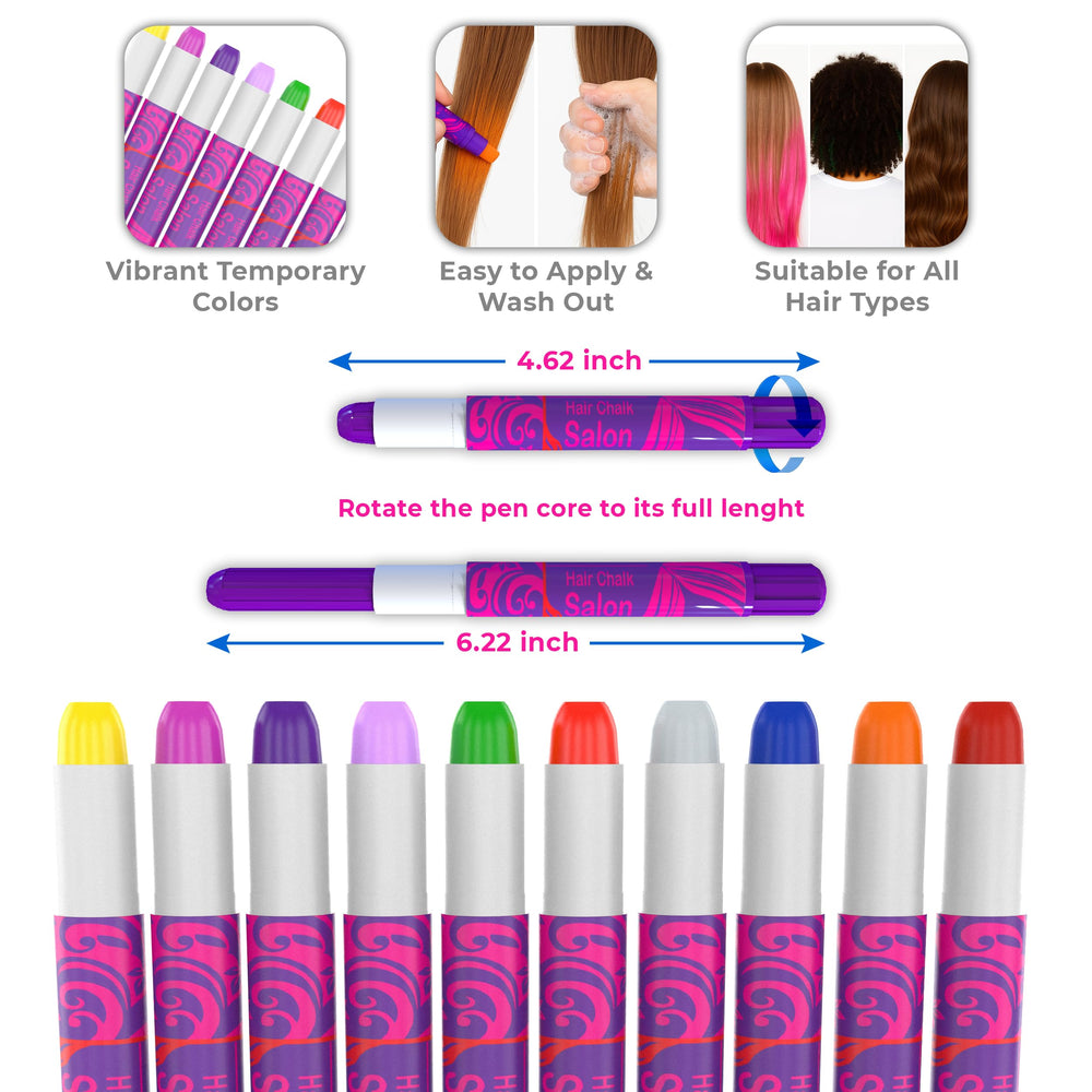 Desire Deluxe hair chalk pens demonstrate easy on-hair application with temporary colour transitions.